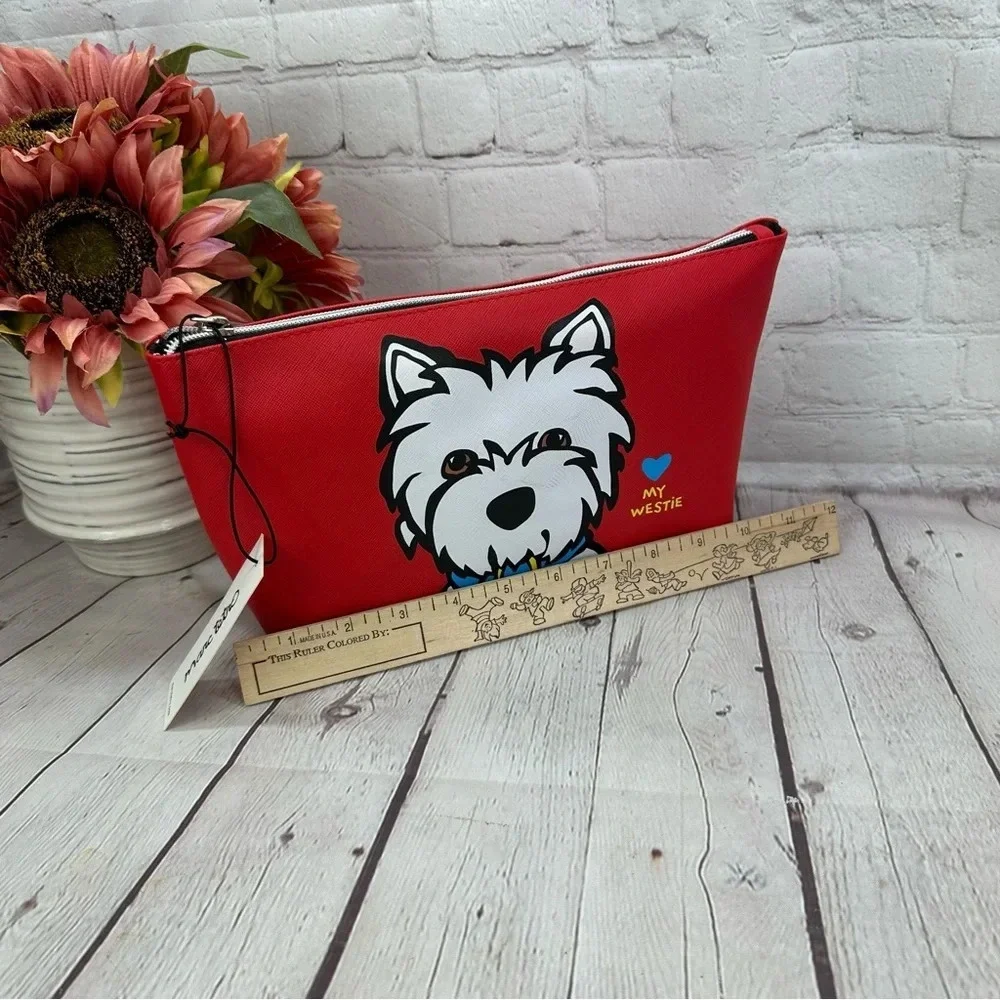 NWT Marc Terri cosmetic makeup travel bag with westie